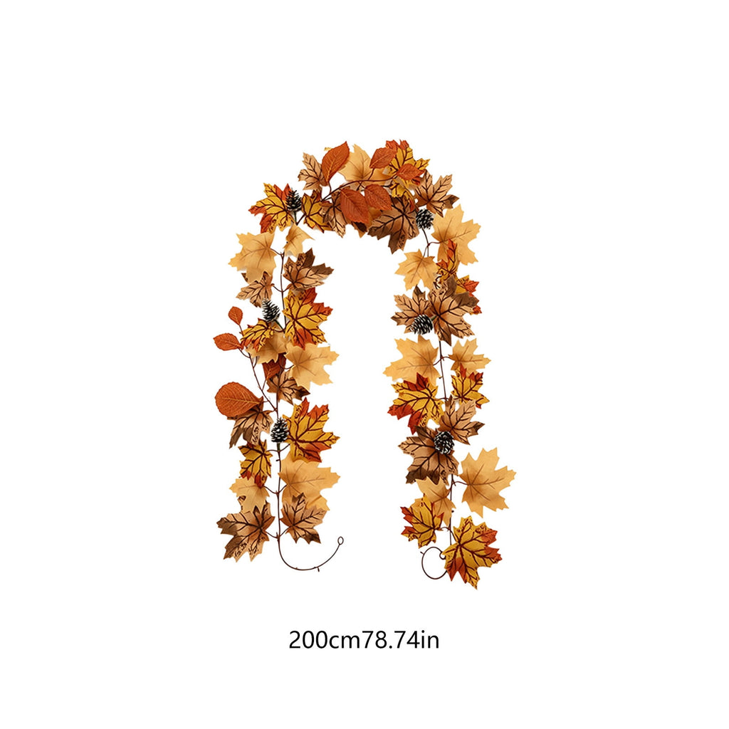 Chmadoxn 78.74" Halloween Thanksgiving Maple Leaf Garland with Mini Pumpkins & Berries, Artificial Fall Leaves Vine for Mantel Staircase Porch, Autumn Harvest Hanging Home Decor