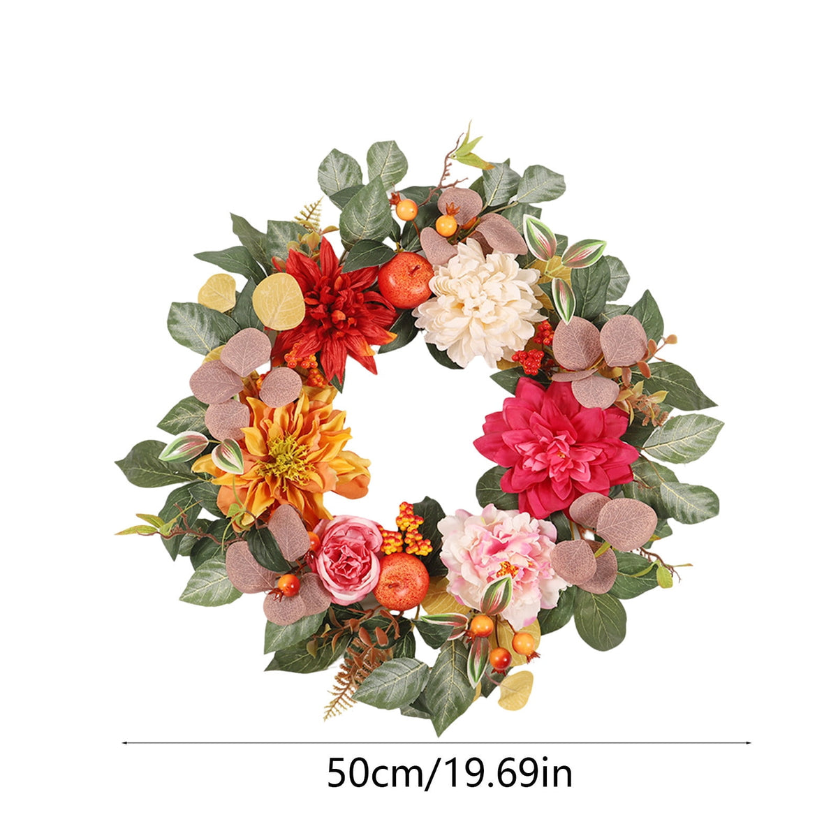 ICQOVD Halloween Pumpkin Maple Leaf Wreath with Skeleton Ornament Orange Black Bow Front Door Hanging Fall Home Decoration 15.75*15.75*3.15IN