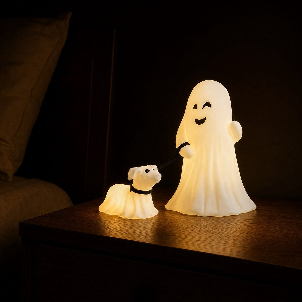Halloween Ghost Night Light, Cute Ghost Playing The Guitar Lamp, Ghost Warm Lighted Figurine Lamps for Party Bedroom Study Room Home Dorm, Halloween Decor Indoor