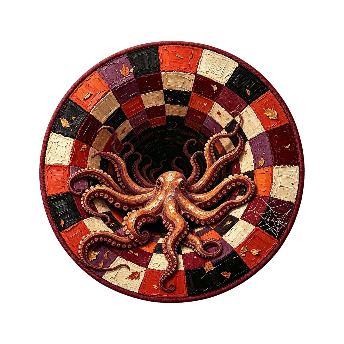 Win s Way 3D Illusion Round Halloween Rug Optical Illusion Doormat Non- Washable Entryway Decor Spooky Fall Front Door Mat for Party Decoration Available in 15.8/23.6/31.5 Inch