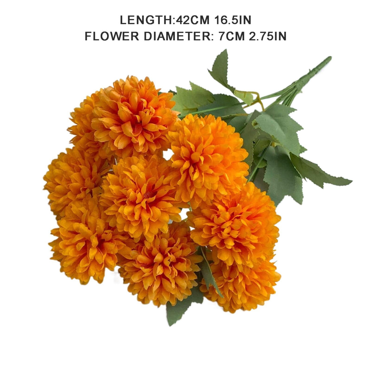 1Pack Faux Fall Mums for Outside Artificial Mums Outdoor Clearance Chrysanthemum Bush Silk - Orange Fall Decorations for Home Fall Wedding Flowers
