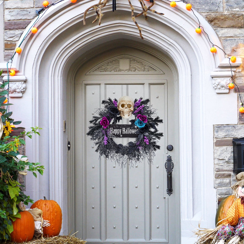 Halloween Wreath, Halloween Decorations Prelit Front Door Wreath for Indoor Wall Window Decor（18/20/22 Inch）