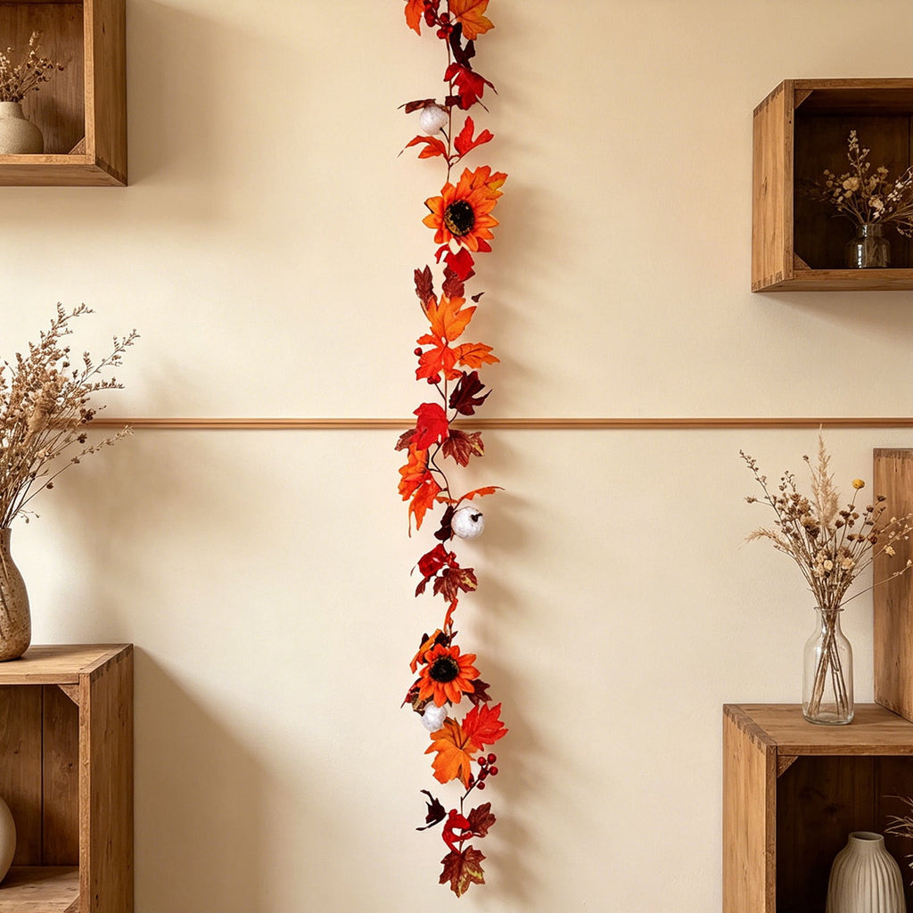 SCNOR 72 Inch Halloween Felt Garland with Ghost Pumpkin Witch Hat Spider Broom, Hanging Decor for Fireplace Mantel Wall