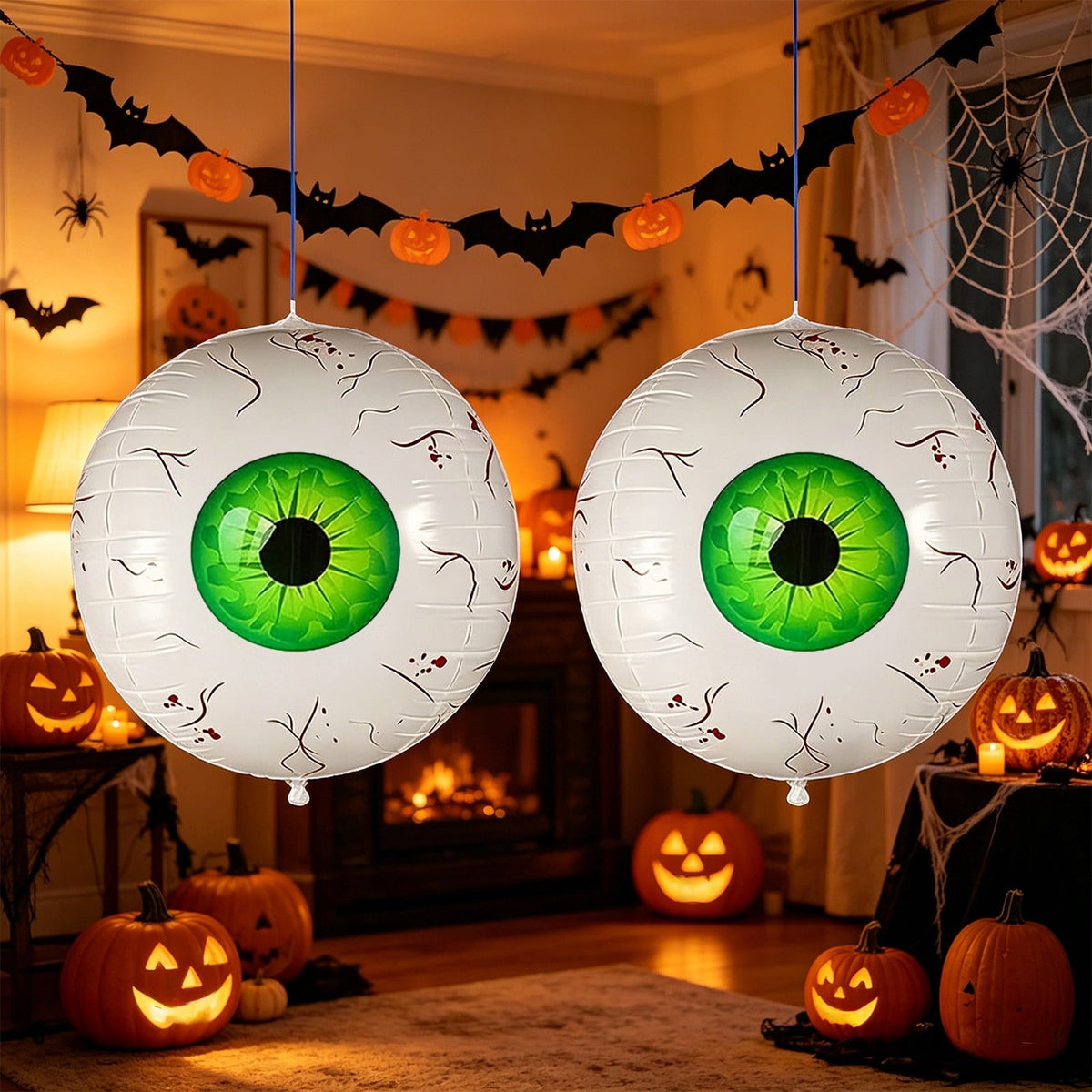 Halloween Decoration Outdoor Clearance Under $5.00!2PCS Halloween Inflatable Eyeball Decorations Bloodshot Eyeball Balloons Set Hanging Horror Eye Ornaments For Halloween Yard Window Party Decor