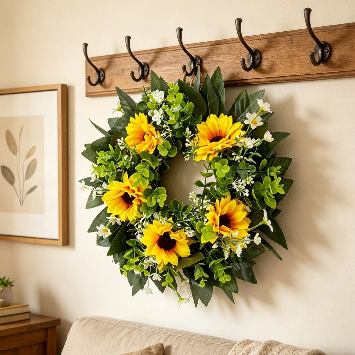 Rijanmt Decorative Plastic Easter Day Wreath, Multicolor
