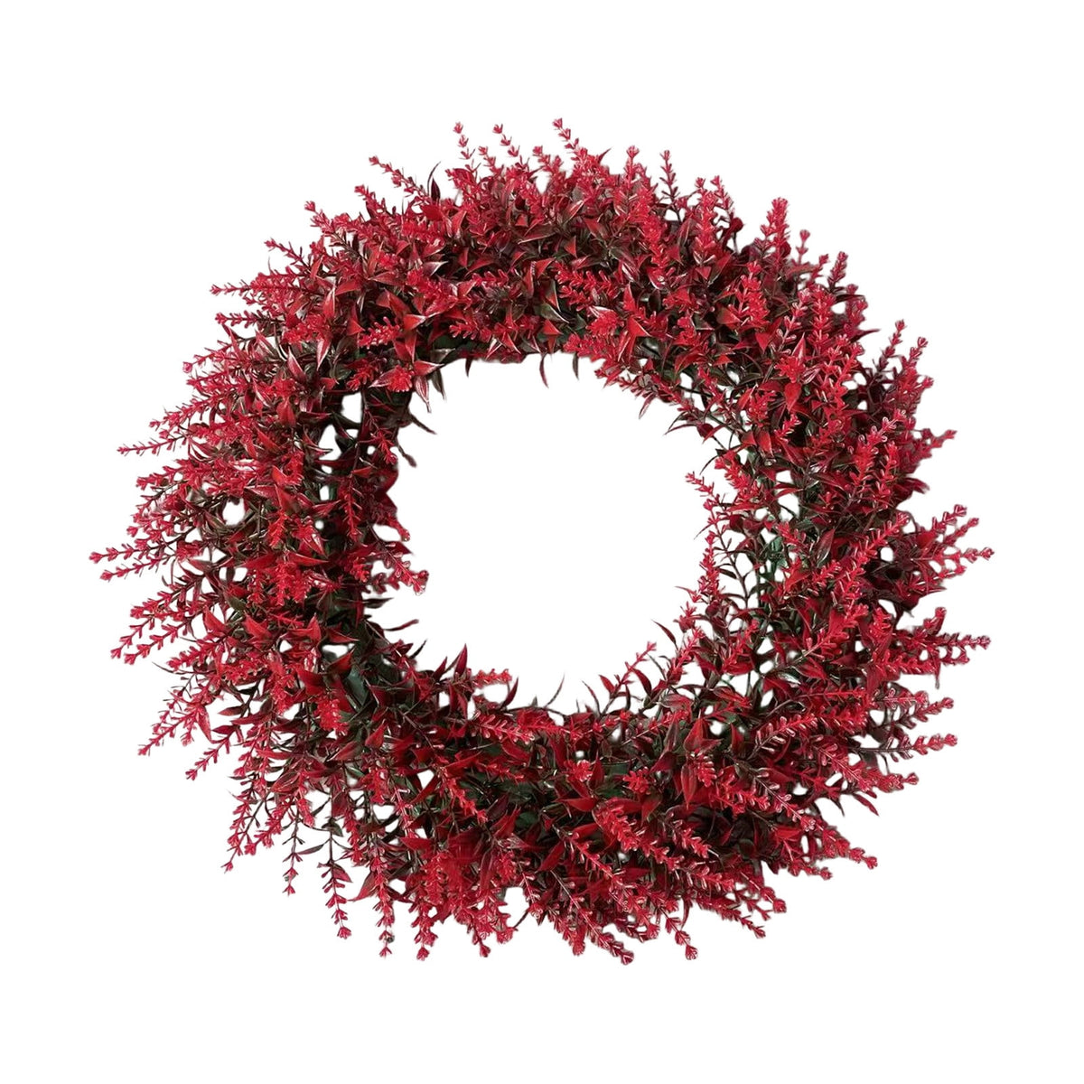 18 Inch Fall Wreath for Front Door, Artificial Red Wheat Wreath with Berries and Leaves, Thanksgiving Halloween Decor for Porch Wall Mantel