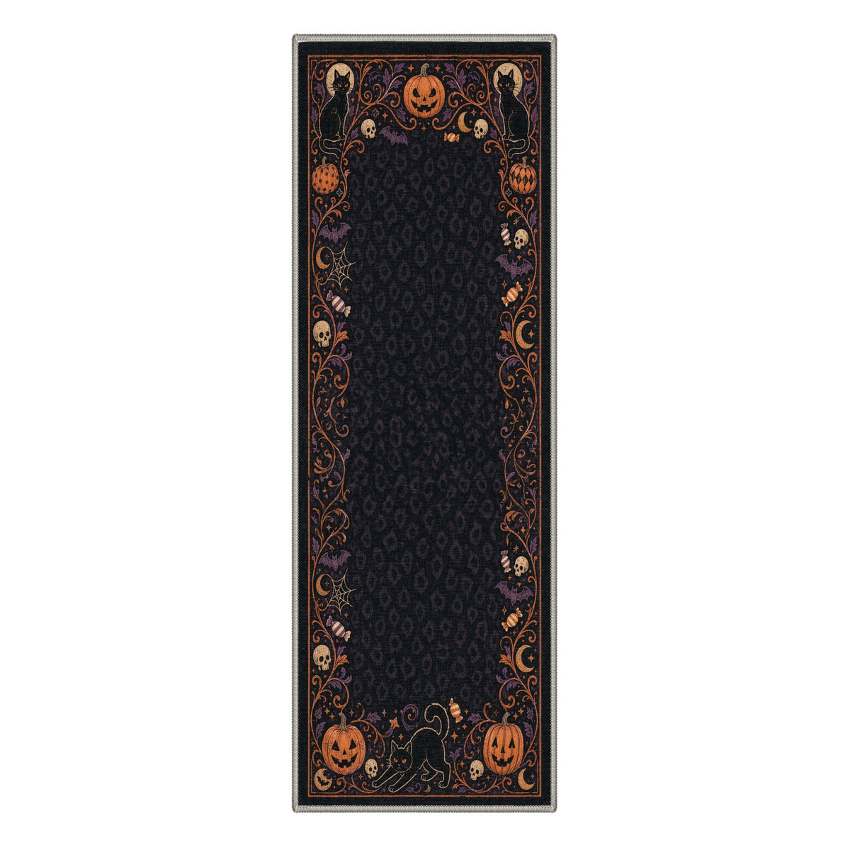 GENIMO 2'x3' Halloween Doormat, Washable Non Slip Soft Whimsical Cat Outdoor Door Mat for Front Door Covered Porch Patio Entryway, Rustic Black