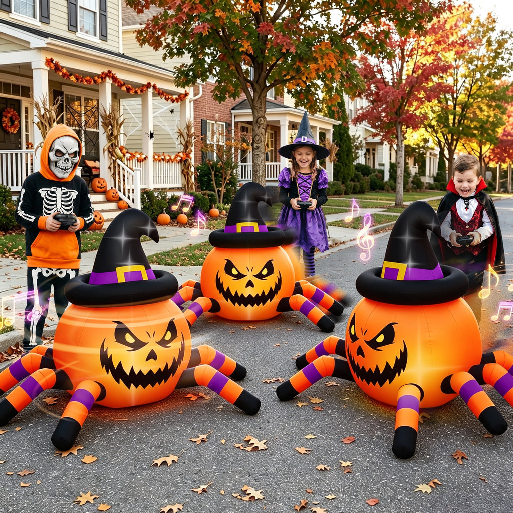 Firstness 2.4GHz Remote Control Halloween Inflatable Car Blow ups Pumpkin Ghost Rc Car,3 Music and LED Lights,360° Rotation,Aged 3+