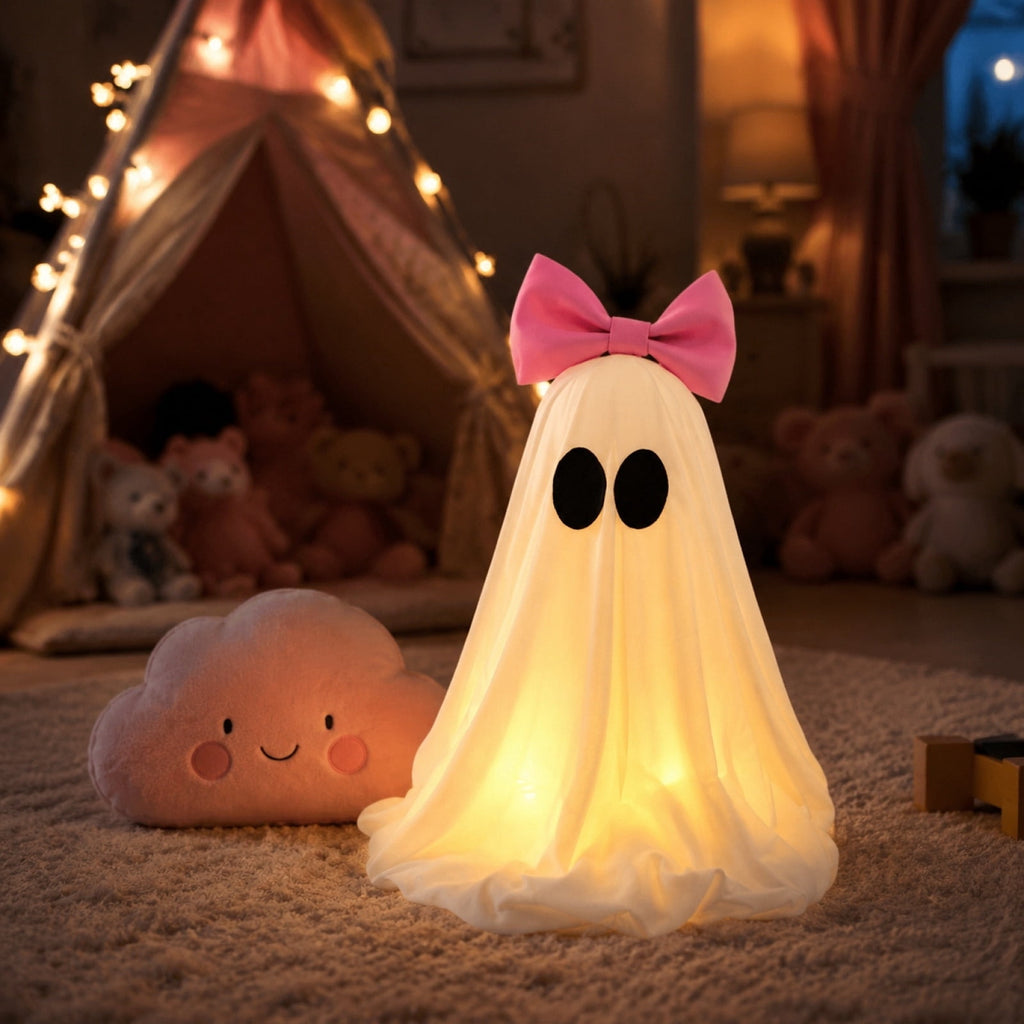 Clearance! Halloween Yard Decorations Light Up Ghost with Bow for Outdoor Front Porch Patio Lawn Garden Entryway Scary House Display Spooky Holiday Party Prop Home Decor