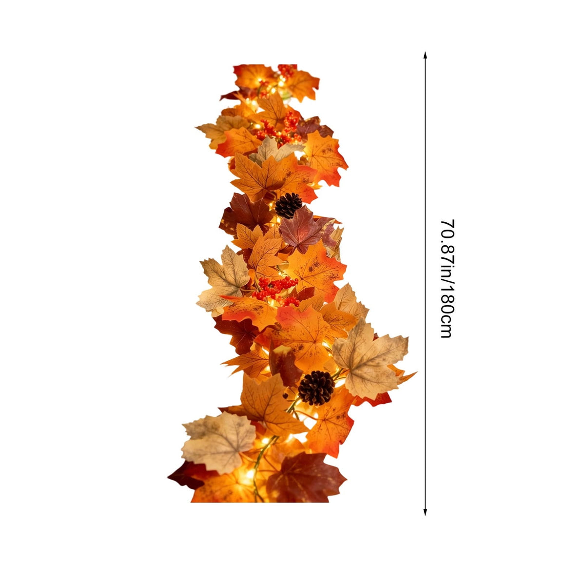 Fall Decorations for Home, 71 inch Fall Garland with Lights, Glowing Artificial Maple Leaves Home Decor Thanksgiving and Halloween, Bright colors