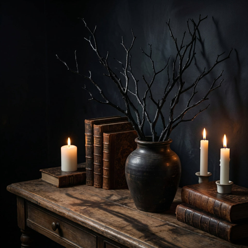 Halloween Artificial Branches, 10Pcs Black Bare Twigs Vase Fillers for Spooky Home Decor, Plastic Decorative Stems for Mantel Table Centerpiece, Creepy Indoor Outdoor Halloween Accents