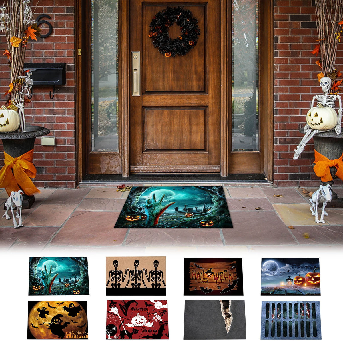 Halloween Kitchen Mat Halloween Printed Carpet Non-slip Entry Door Entry Mat Absorbent Bathroom Kitchen Entryway Mat 40*60cm