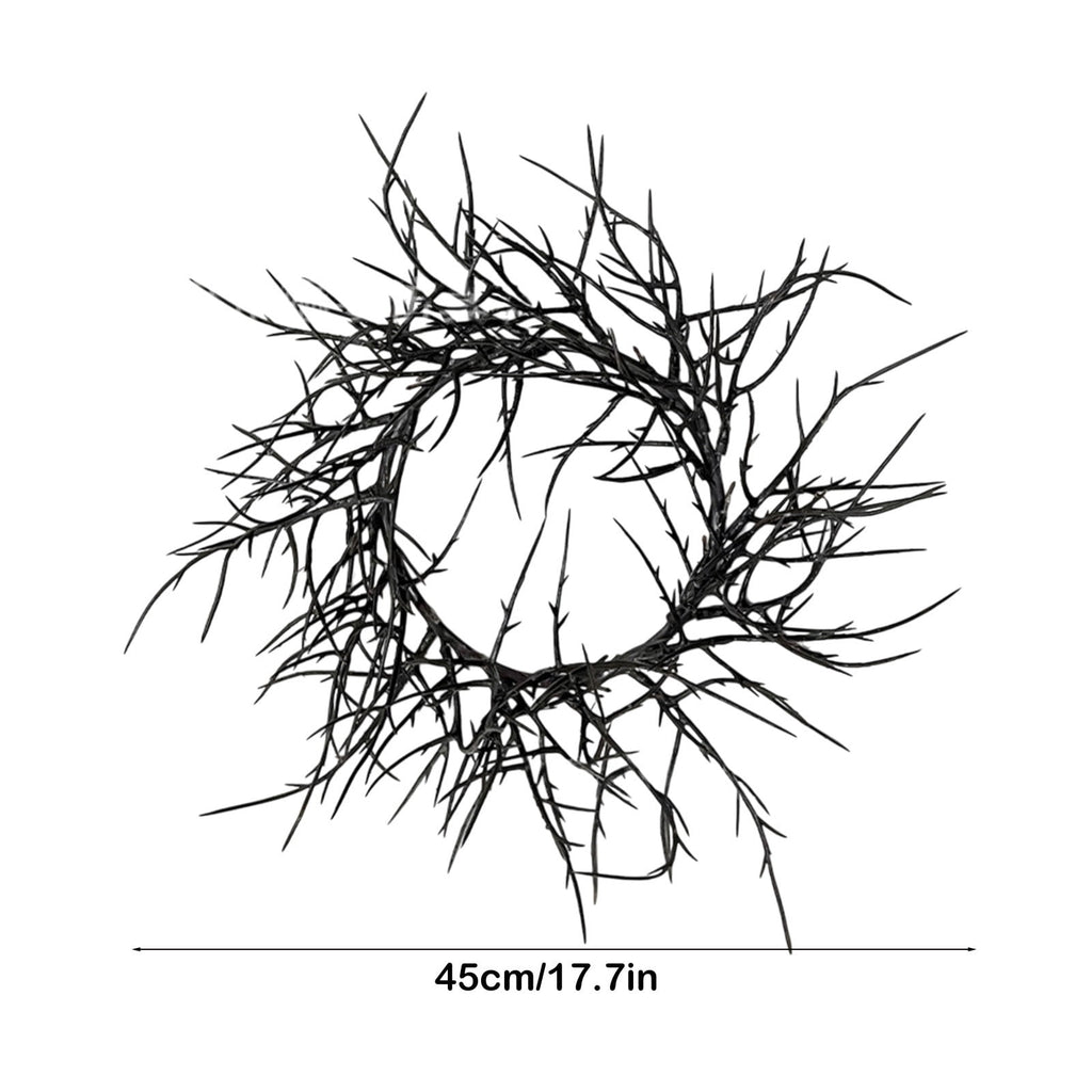 Halloween Wreath, Black Twig Wreath for Front Door, Artificial Spooky Branch Decor for Indoor Outdoor Home Party, Wall Hanging Ornament
