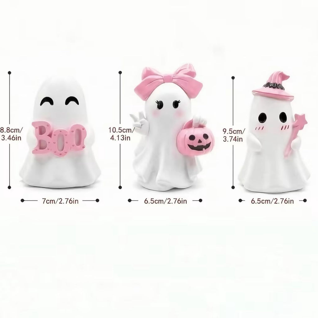 AuroraX Halloween Ghost Decor Outdoor Halloween Decoration Courtyard Tabletop Desktop Haunted Halloween Decoration for Yard Garden Pink
