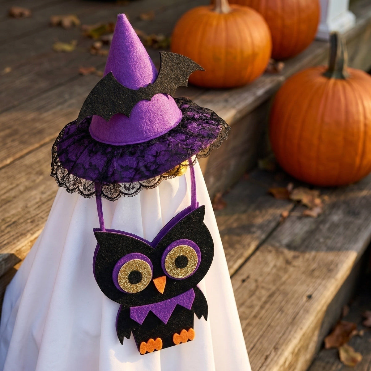 Halloween Garden Porch Decor, Porch Goose Outfits Halloween, 23 Inch Porch Goose Outfits, Witch Dress and Hat Set, Fits 23X11X26 Inch Standing Plush Goose for Front Porch Lawn