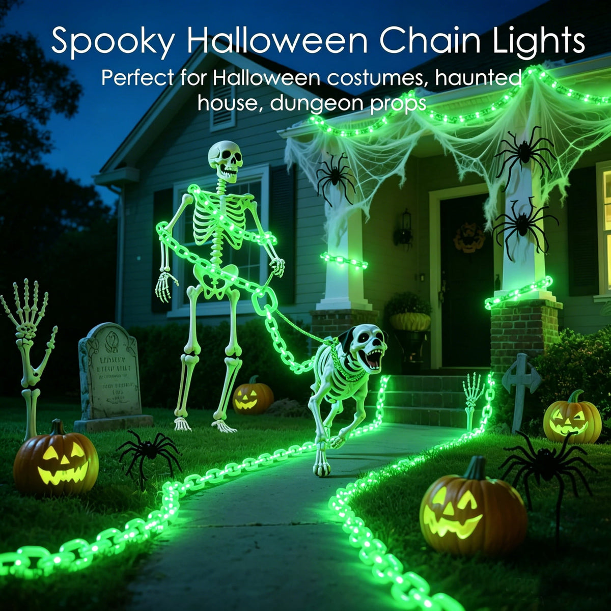 10Ft Battery Operated Plastic Chain Lights for Halloween Decorations, 8 Modes Timer Orange Halloween String Lights Waterproof Lighted Props Chains for Skeleton Dog, Haunt House,Costumes Party Decor