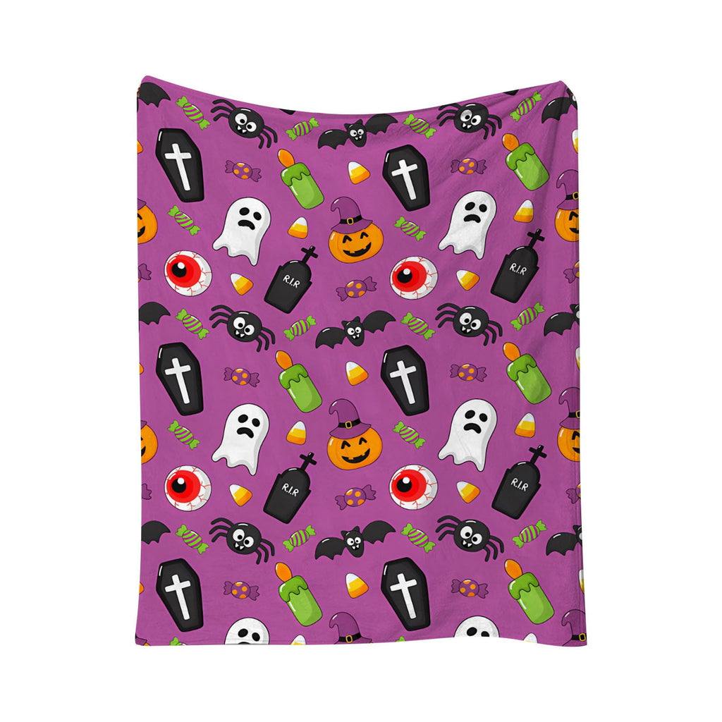 Halloween blanket,Halloween Print Throw Blanket Flannel Soft Cozy Decorative Nap Blanket with Ghost Pumpkin Skull for Office Bedroom Sofa Camping Travel(100x150cm/39x59 Inch),Black