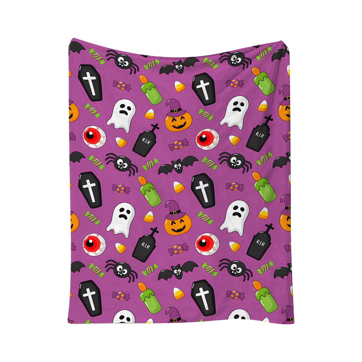 Halloween blanket,Halloween Print Throw Blanket Flannel Soft Cozy Decorative Nap Blanket with Ghost Pumpkin Skull for Office Bedroom Sofa Camping Travel(100x150cm/39x59 Inch),Black