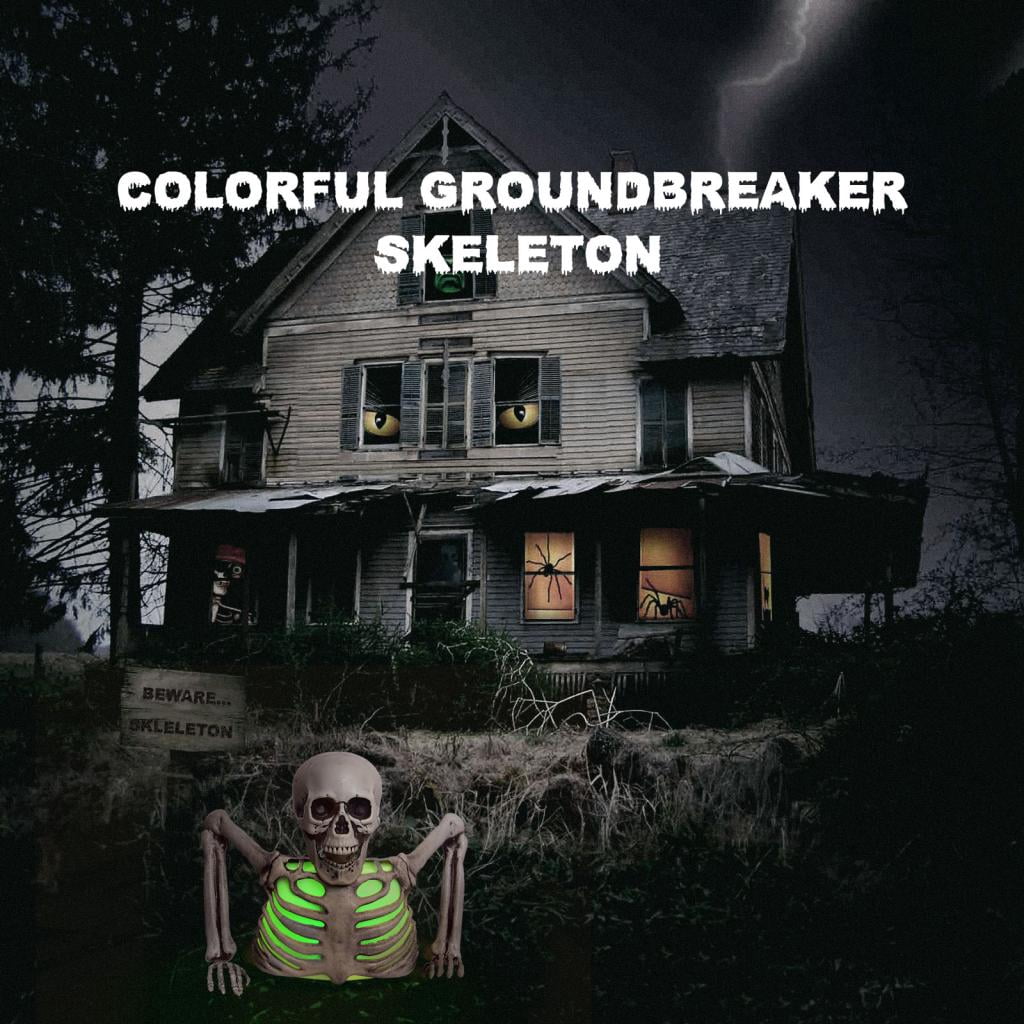 Presence 10 inch Halloween Colorful Groundbreaker Skeleton, Different Light Colors,Halloween Decorations
