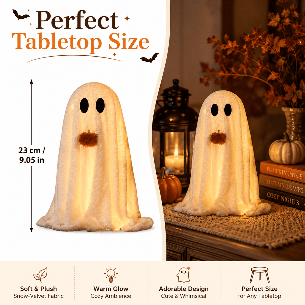 Diceymbol 11.81 Inch Halloween Ghost Night Light, Witch Hat Ghost Lamp with Jack O Lantern, Halloween Decorations Indoor for Table Mantel Party Decor