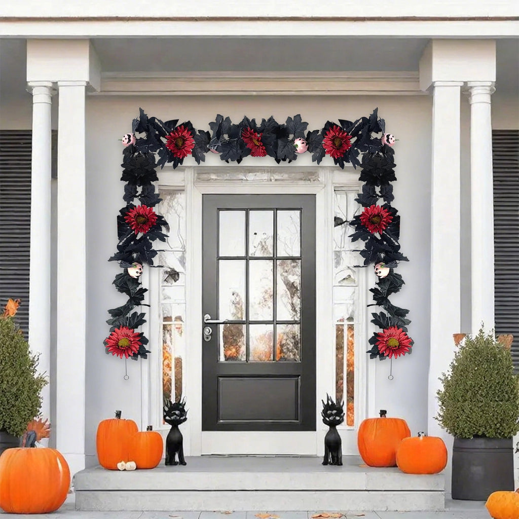 Halloween Garland, Halloween Garland Decor, 68.9in Halloween Wreath, Seasonal Decor, Black Garland, Fall Wreath, Halloween Wall Decor, Home Decoration, Halloween Decorations Indoor