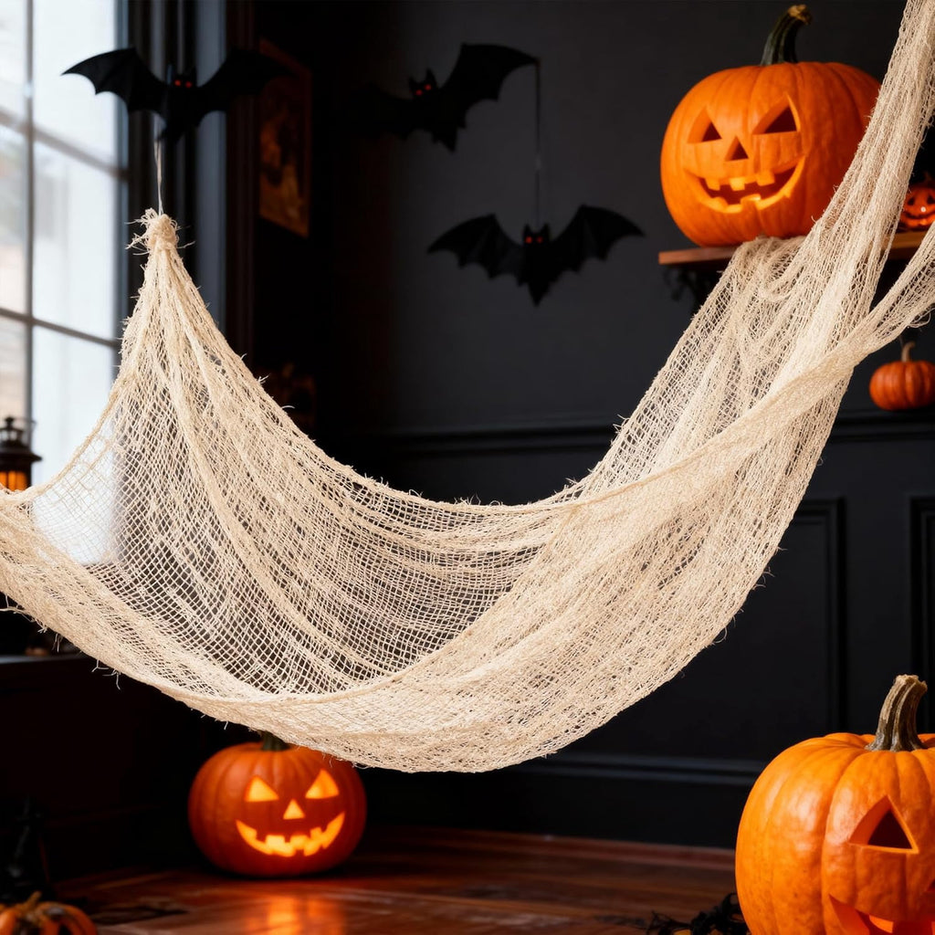 CQHVKQ 5 Pack of Halloween Creepy Gauze Cloth Decoration Set, Indoor Outdoor Black Scary Halloween Gauze Tapestry Decor, Spooky Decorations for Home, Yard, Haunted House & Party Supplies, 72" x 30"
