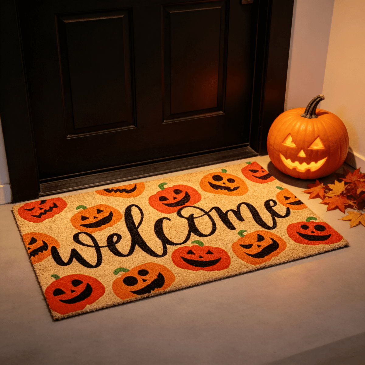 Halloween Pumpkin Doormat, Soft Non-Slip Indoor Outdoor Welcome Rug for Entryway Porch and Front Door