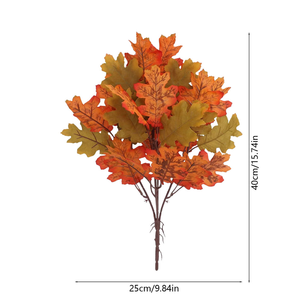 SPOORYYO 2Pcs Fall Maple Leaves Stems for Vase, Artificial Autumn Fake Leaves Decor, Maple Leaf Bushes Shrubs for Thanksgiving Halloween Home Farmhouse Table Centerpiece, 12.99" x 7.87"