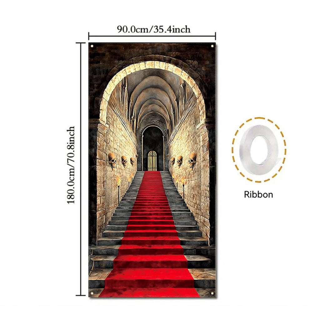 DAMAI Halloween Door Hanging Curtain Party Festival Scene Layout Supplies Decorative Porch Hanging Cloth