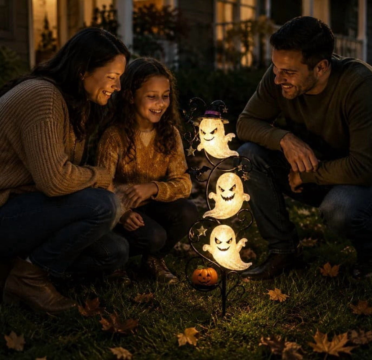 Clearance Halloween Solar Black Cat & Pumpkin Moon Garden Stake Light, Outdoor Waterproof LED Yard Decoration with Crescent Moon, Hanging Jack-o'-Lantern Lantern for Garden, Patio, Walkway, Porch