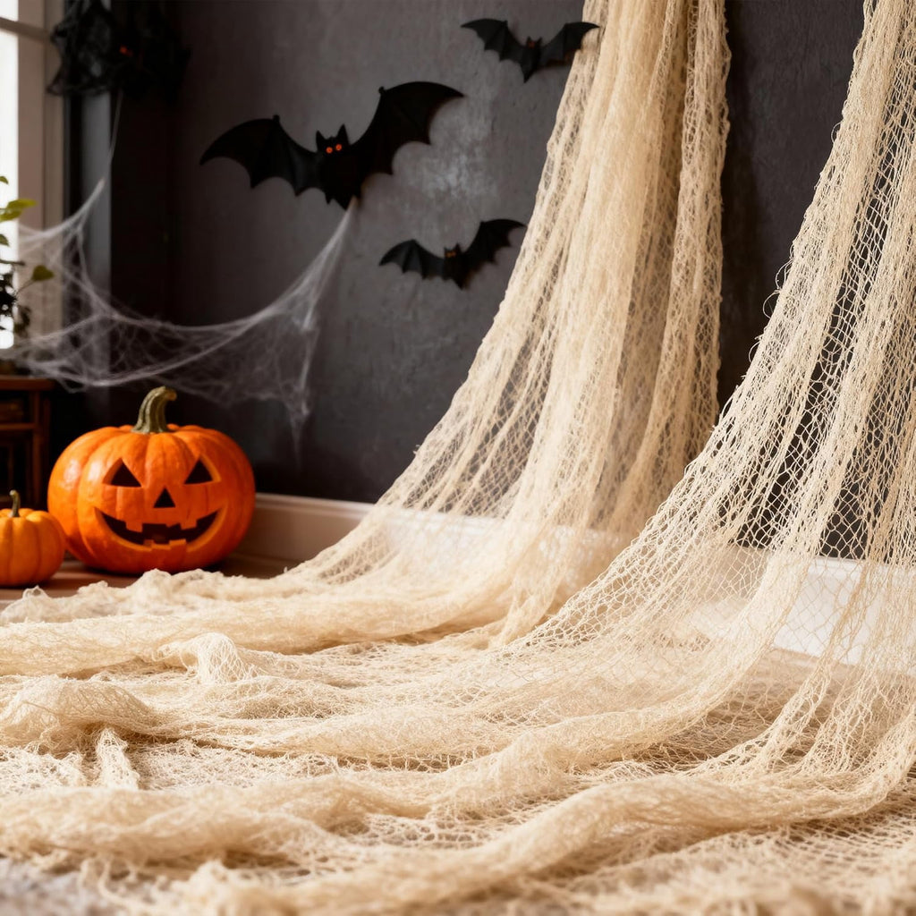 CQHVKQ 5 Pack of Halloween Creepy Gauze Cloth Decoration Set, Indoor Outdoor Black Scary Halloween Gauze Tapestry Decor, Spooky Decorations for Home, Yard, Haunted House & Party Supplies, 72" x 30"