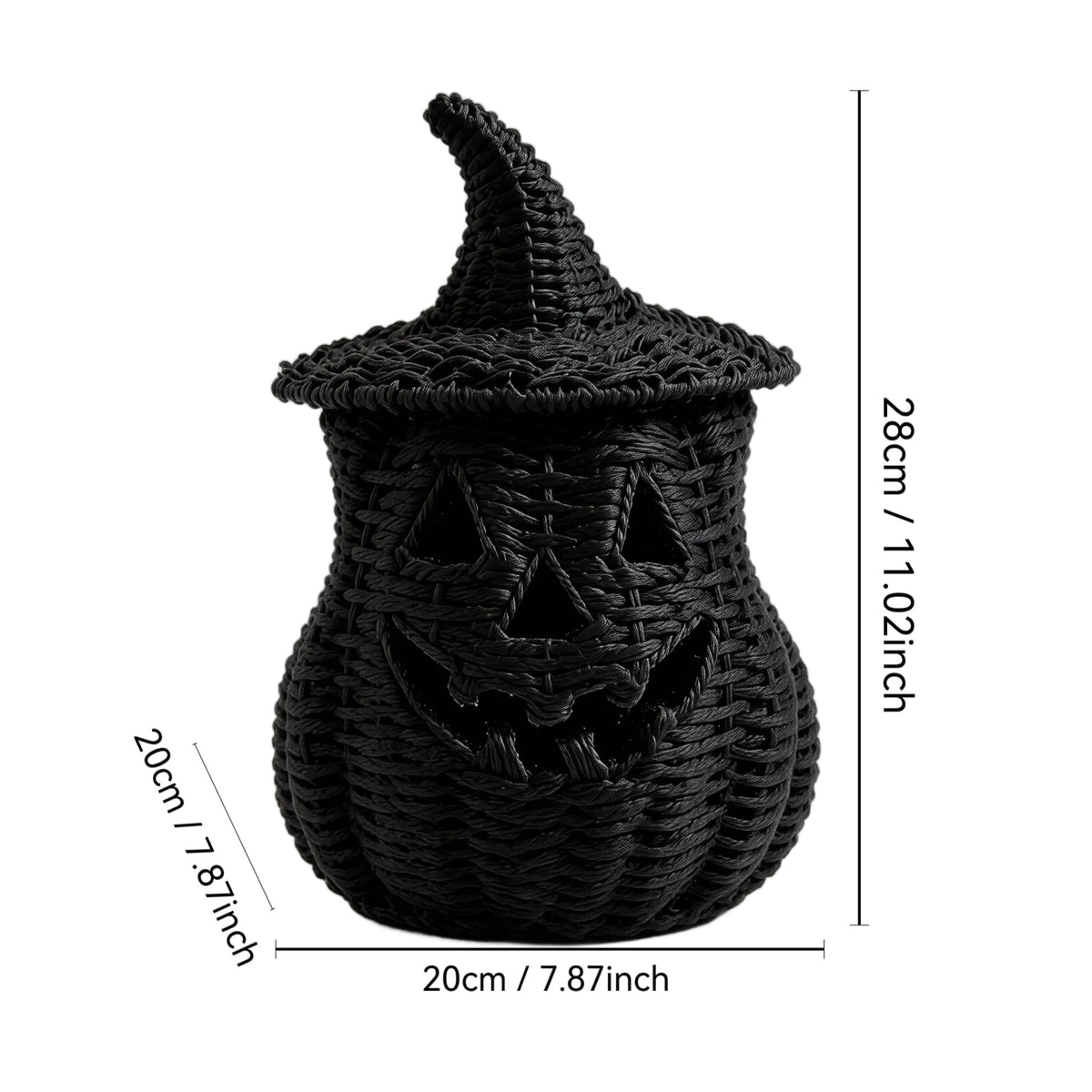 THOPBPRK 2026 Black Halloween Woven Pumpkin Jack-O'-Lantern, Halloween Decorations Pumpkin, USE LED Candle, Rattan Fall Halloween Decor for Home, 1Pack 11.8 Inch A