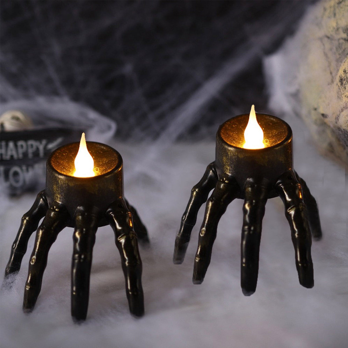 Halloween Spooky Skeleton Hand Candle Flameless Candle Lamp Scary Spooky Candle Halloween Decoration Lights