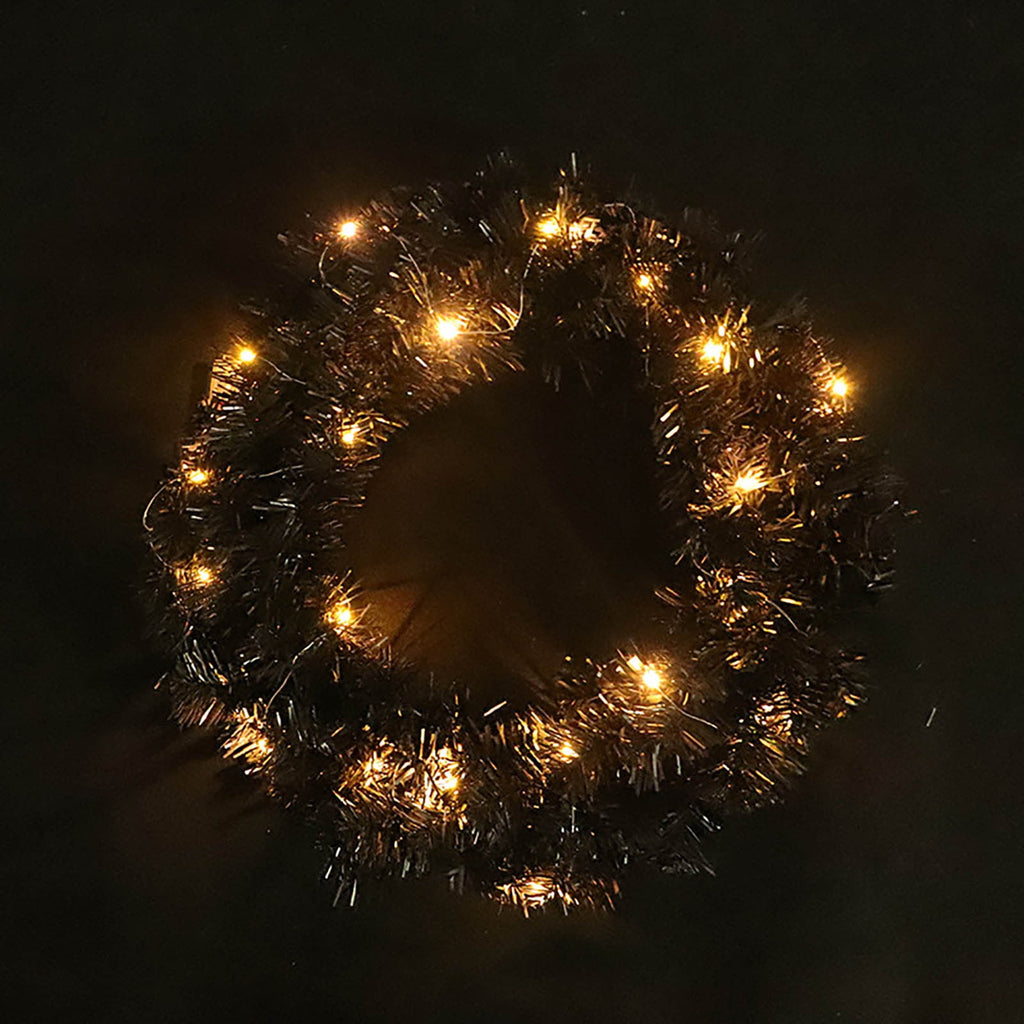 Halloween Christmas Glamorous Black Illuminated Wreath Trendy Led Vine Circle For Festive Decor Wreath Halloween Decorations
