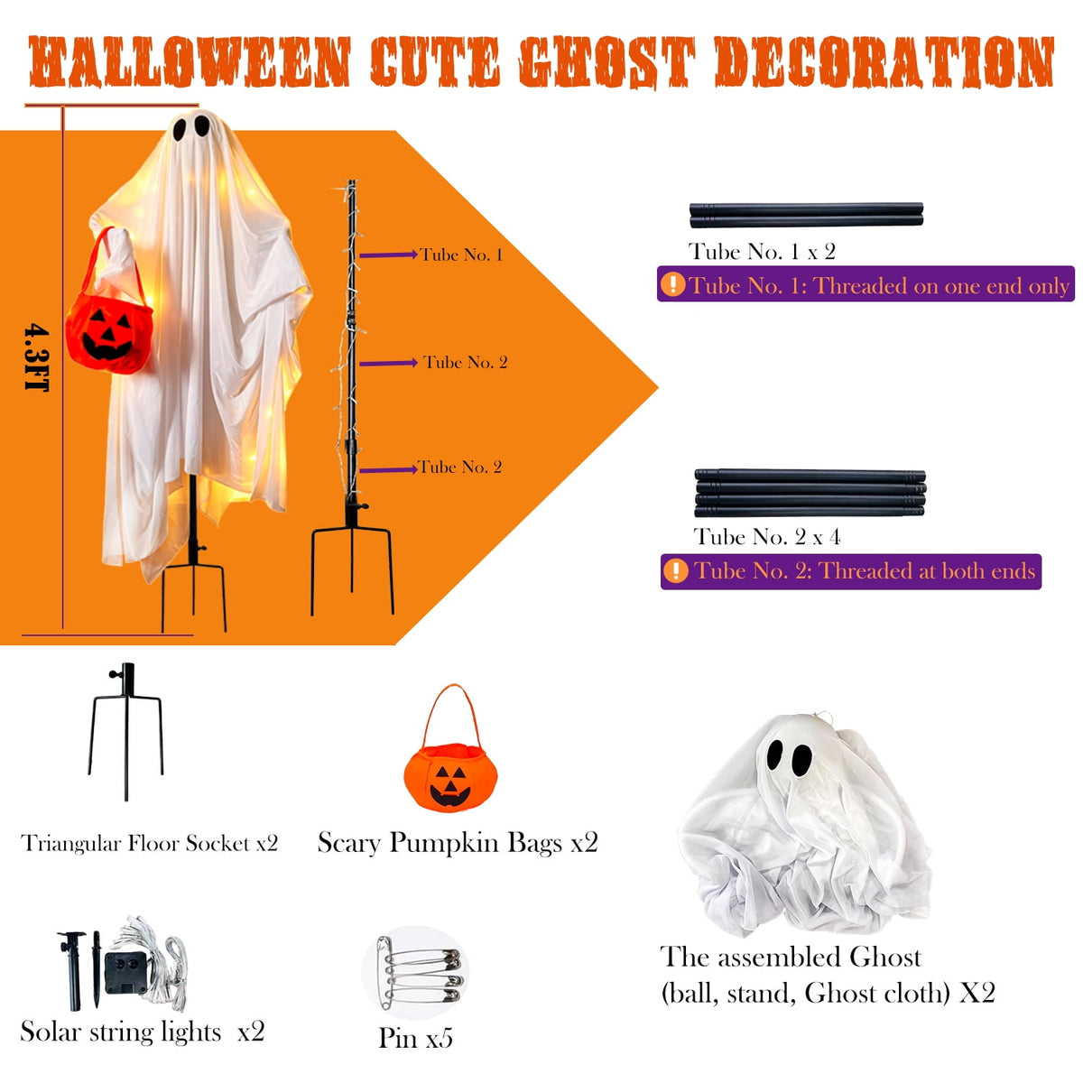 ANLTDTC Halloween Outdoor Ghost String Lights with Remote for Yard, Garden, Lawn, Porch