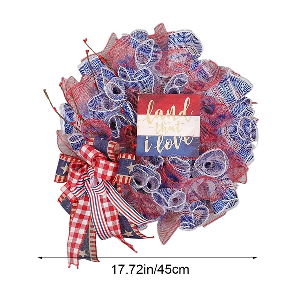 Nkmbld 4th of July Wreaths for Front Door, Independence Day Wreath Red White Blue Flower Wreath for Independence Day Memorial Day Flag Day Decor