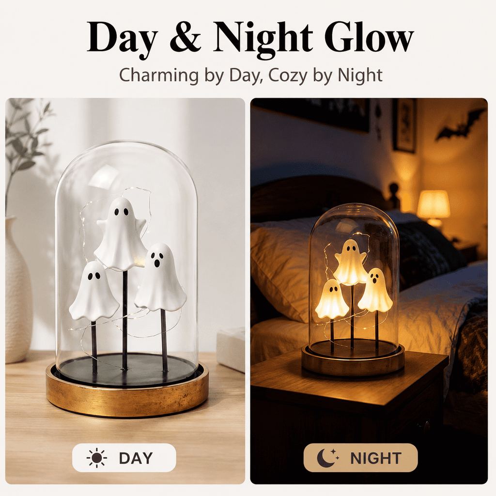 Diceymbol 11.81 Inch Halloween Ghost Night Light, Witch Hat Ghost Lamp with Jack O Lantern, Halloween Decorations Indoor for Table Mantel Party Decor