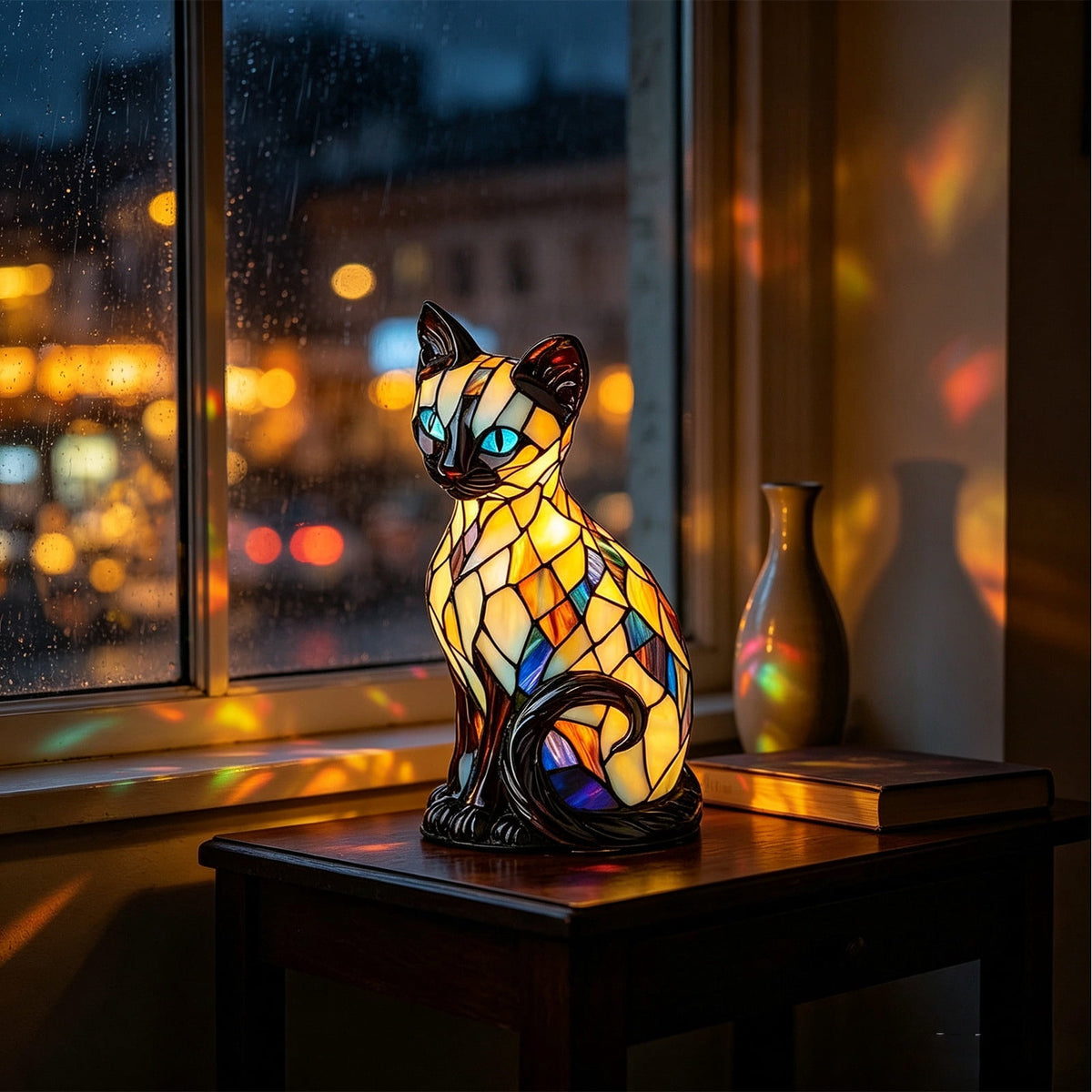 Sruoe Resin Owl Vintage Table Lamp, Decorative Animal Night Light for Bedroom Office Indoor Home Year Round Decor
