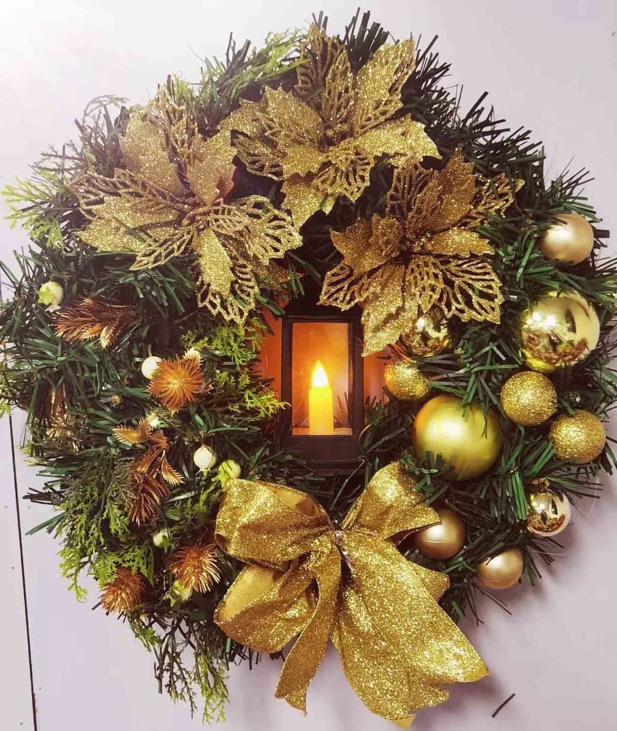 ICQOVD Halloween Pumpkin Maple Leaf Wreath with Skeleton Ornament Orange Black Bow Front Door Hanging Fall Home Decoration 15.75*15.75*3.15IN
