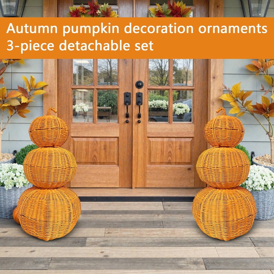 THOPBPRK 2026 Black Halloween Woven Pumpkin Jack-O'-Lantern, Halloween Decorations Pumpkin, USE LED Candle, Rattan Fall Halloween Decor for Home, 1Pack 11.8 Inch A