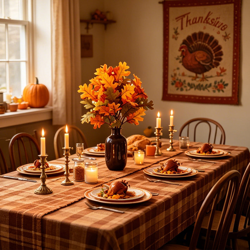 SPOORYYO 2Pcs Fall Maple Leaves Stems for Vase, Artificial Autumn Fake Leaves Decor, Maple Leaf Bushes Shrubs for Thanksgiving Halloween Home Farmhouse Table Centerpiece, 12.99" x 7.87"