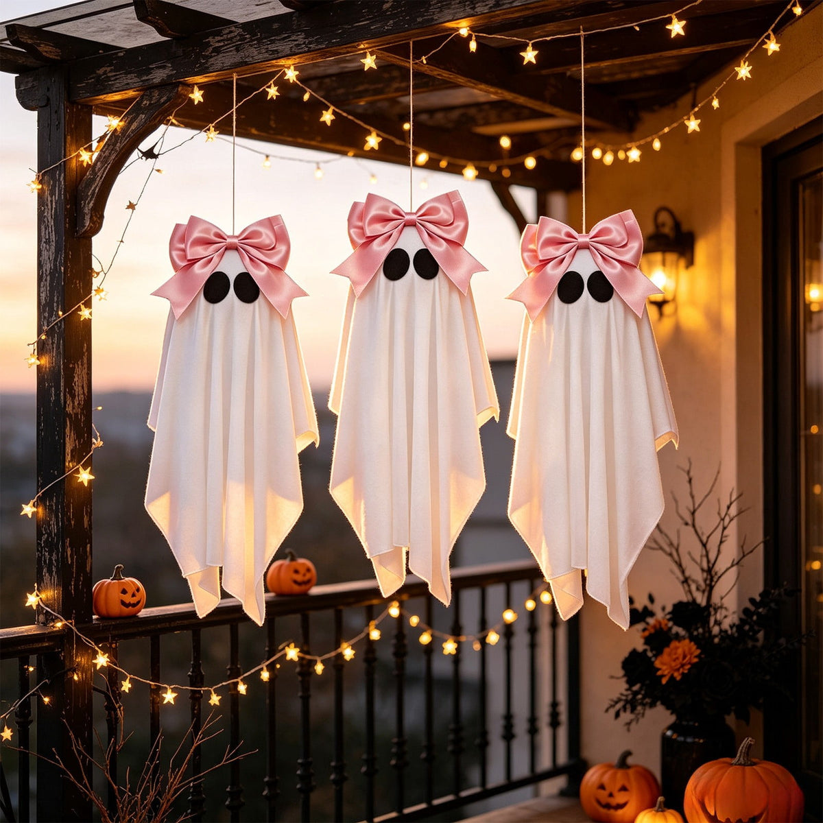 AuroraX Halloween Ghost Decor Outdoor Halloween Decoration Courtyard Tabletop Desktop Haunted Halloween Decoration for Yard Garden Pink