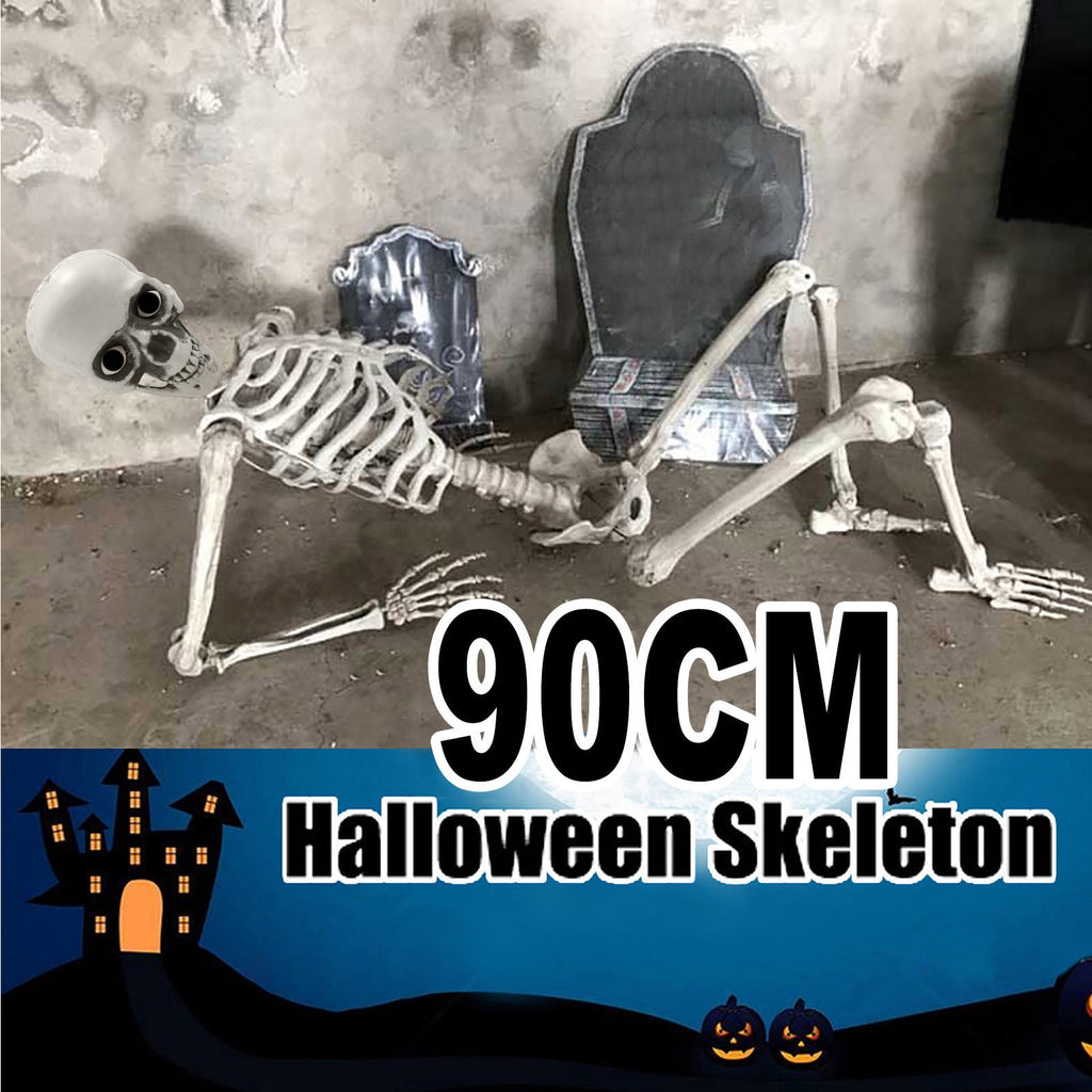 Realistic White Plastic Half Torso Skeleton Tabletop Prop, Detailed Human Half Skeleton Halloween Desktop Decor, Weatherproof Indoor Outdoor Reusable Spooky Party Ornament