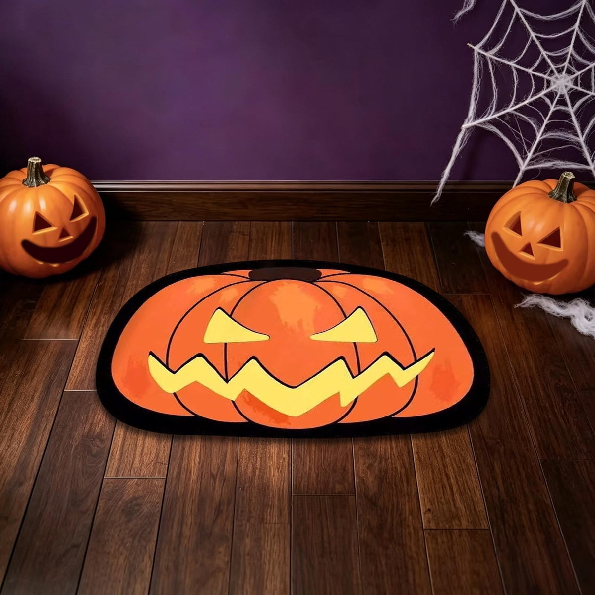 Halloween Door Mat Pumpkin Shaped Non-Absorbent Skidproof Mat 15.75x23.62in Polyester Skidproof & Weather Resistant for Front Door Porch Indoor Outdoor Halloween Door Mat by MPOISVA