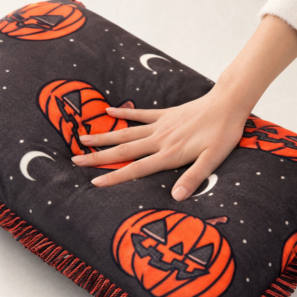 Cute Reading Ghost Plush Throw Pillow, Halloween Book & Pumpkin Bucket Ghost Stuffed Cushion, Spooky Season Decorative Pillow, for Sofa, Bedroom, Party Decor