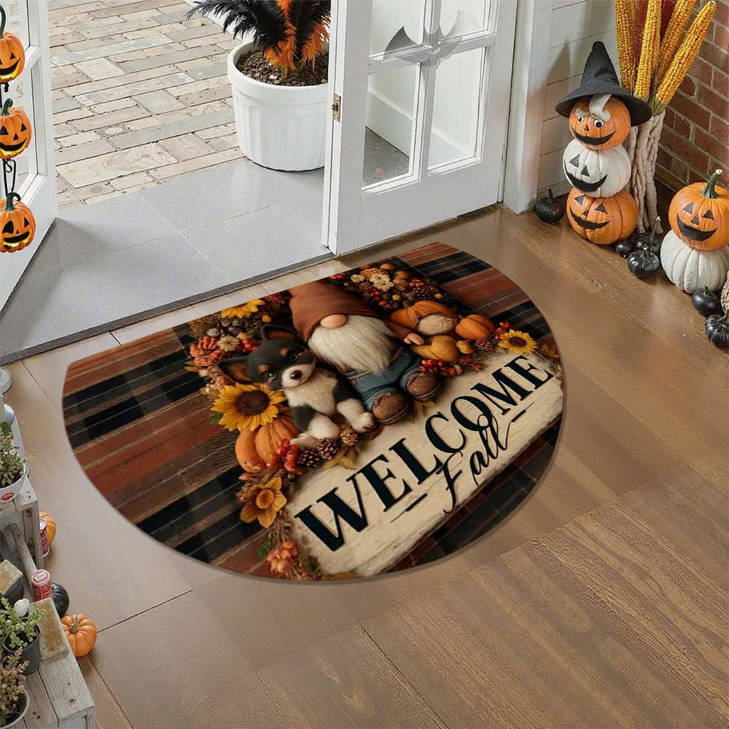 JoyMoreHome Fall Welcome Doormat, Fall Leaves Front Door Mat, Indoor Outdoor Entrance Floor Mats, Non-Slip Washable Thanksgiving Halloween Home Decor Mat
