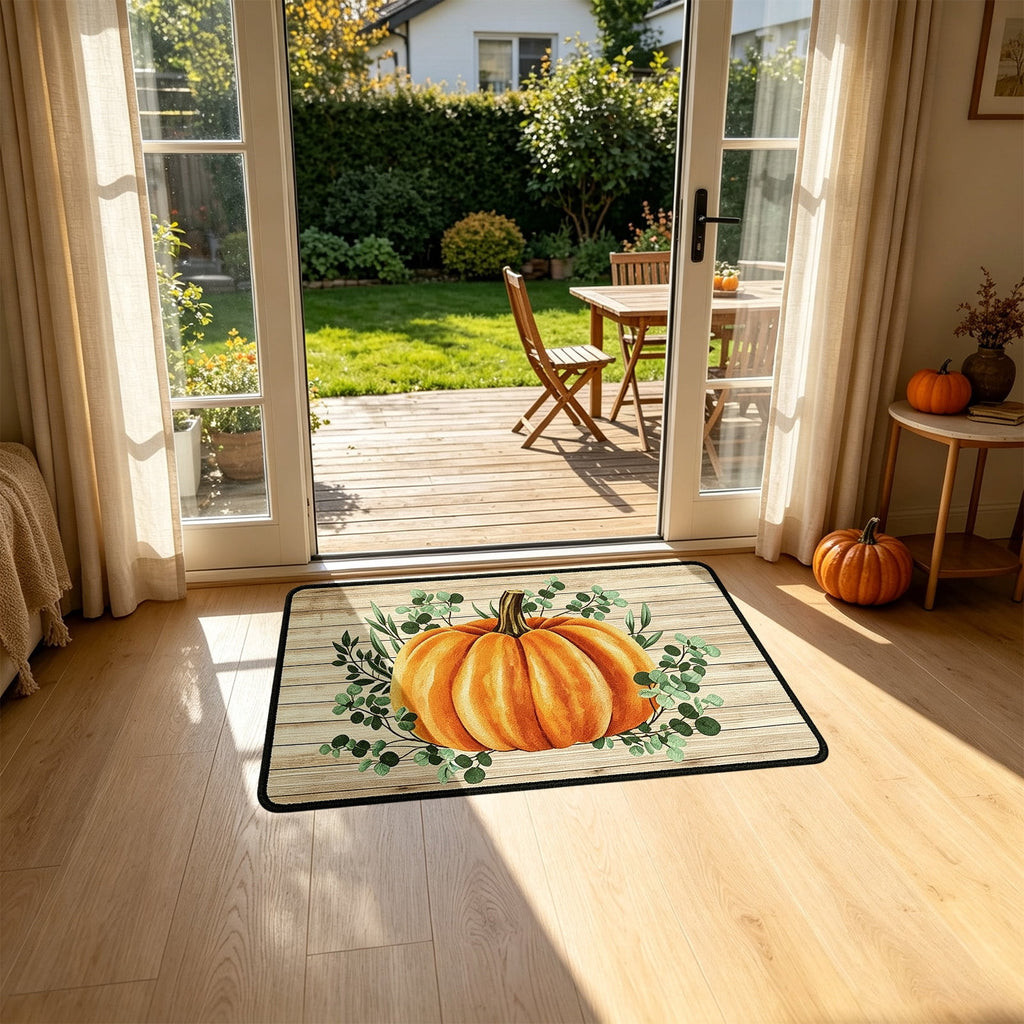 Yhmxh Fall Pumpkin Decorative Door Mat, Autumn Harvest Welcome Entryway Rug, Non‑Slip Absorbent Front Doormat, Seasonal Floor Mat for Indoor Outdoor Halloween Home Decoration 15.7x23.6 Inch