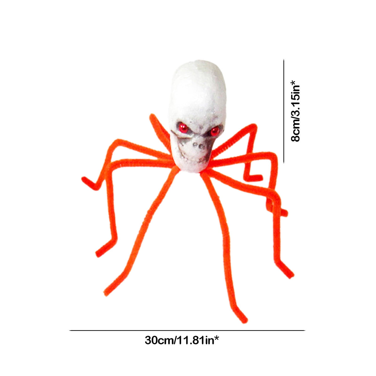 Halloween Skull Head Spider Decoration 11.81inch Creepy Skeleton Spider Decoration with Crossed Bones ABS Plastic Indoor Outdoor Party Layout Supply for Spooky Scene Decor