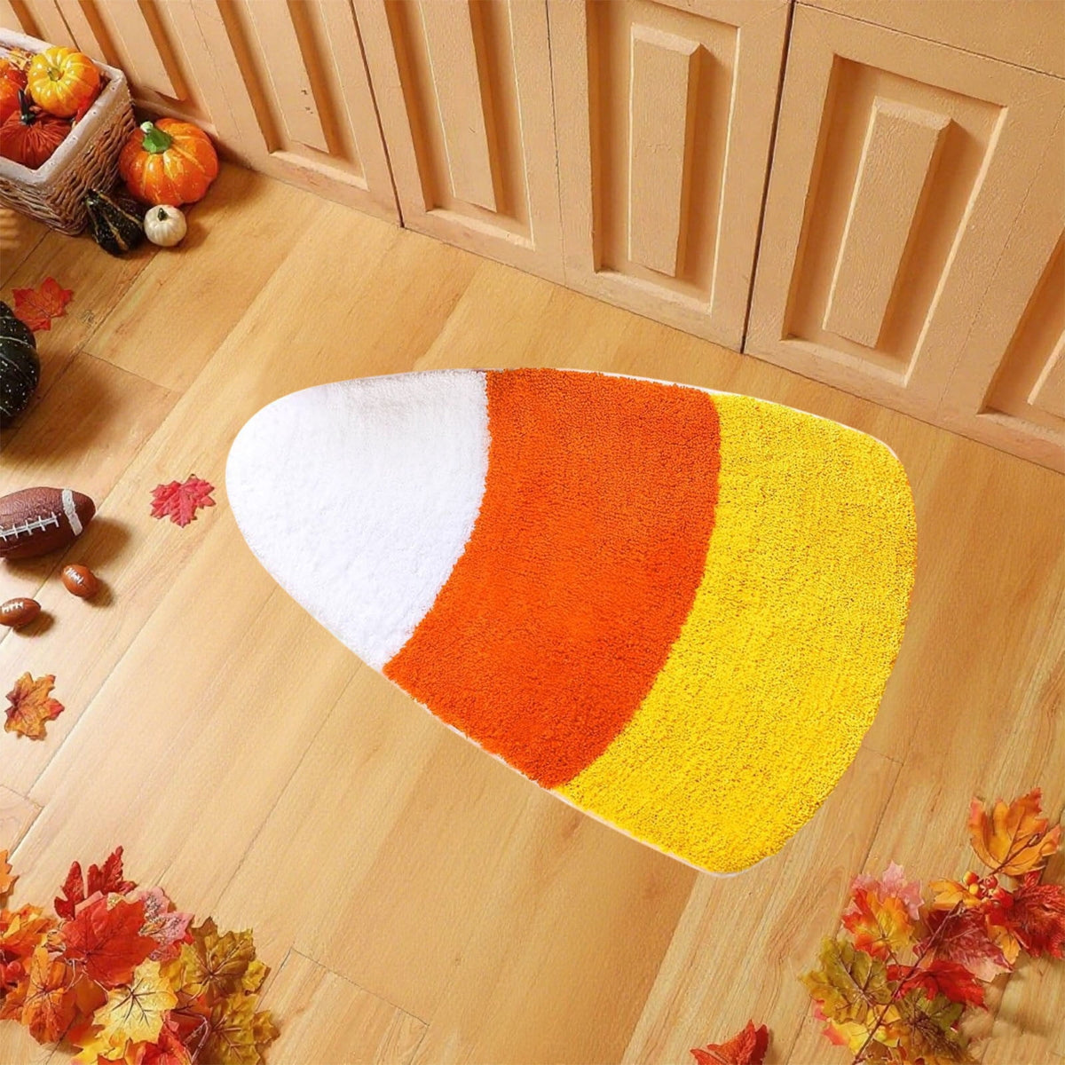 SHENGXINY Halloween Front Door Mat for Home Entrance Washable Floor Mat Flannel Like Fall Thanksgiving Oval Door Mat Non Slip Entryway Rug