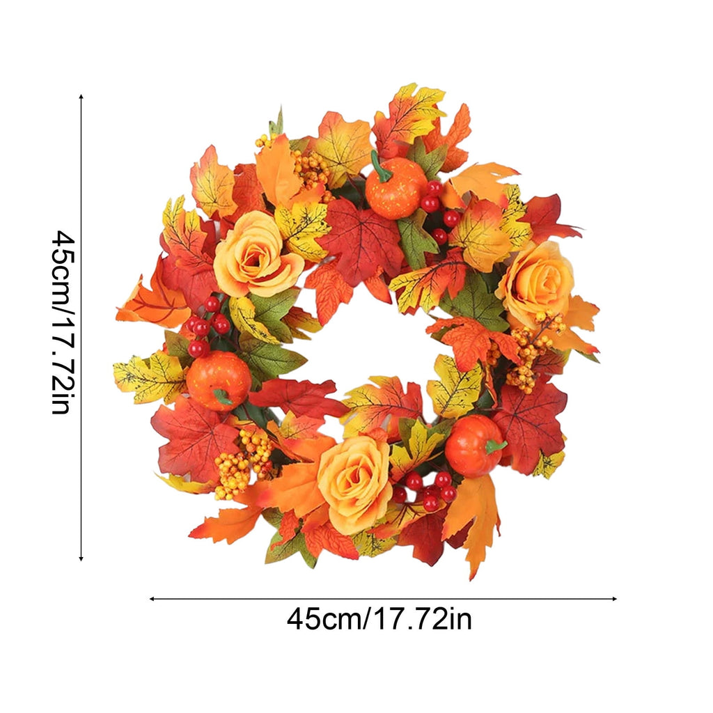 Halloween Wreaths for Front Door,Fall Wreath Thanksgiving Wreath,Harvest Wreath with Various Pumpkin Cluster of Berries Maple Leaves Pine Cones for Indoor Outdoor Wall Porch Patio Farmhouse